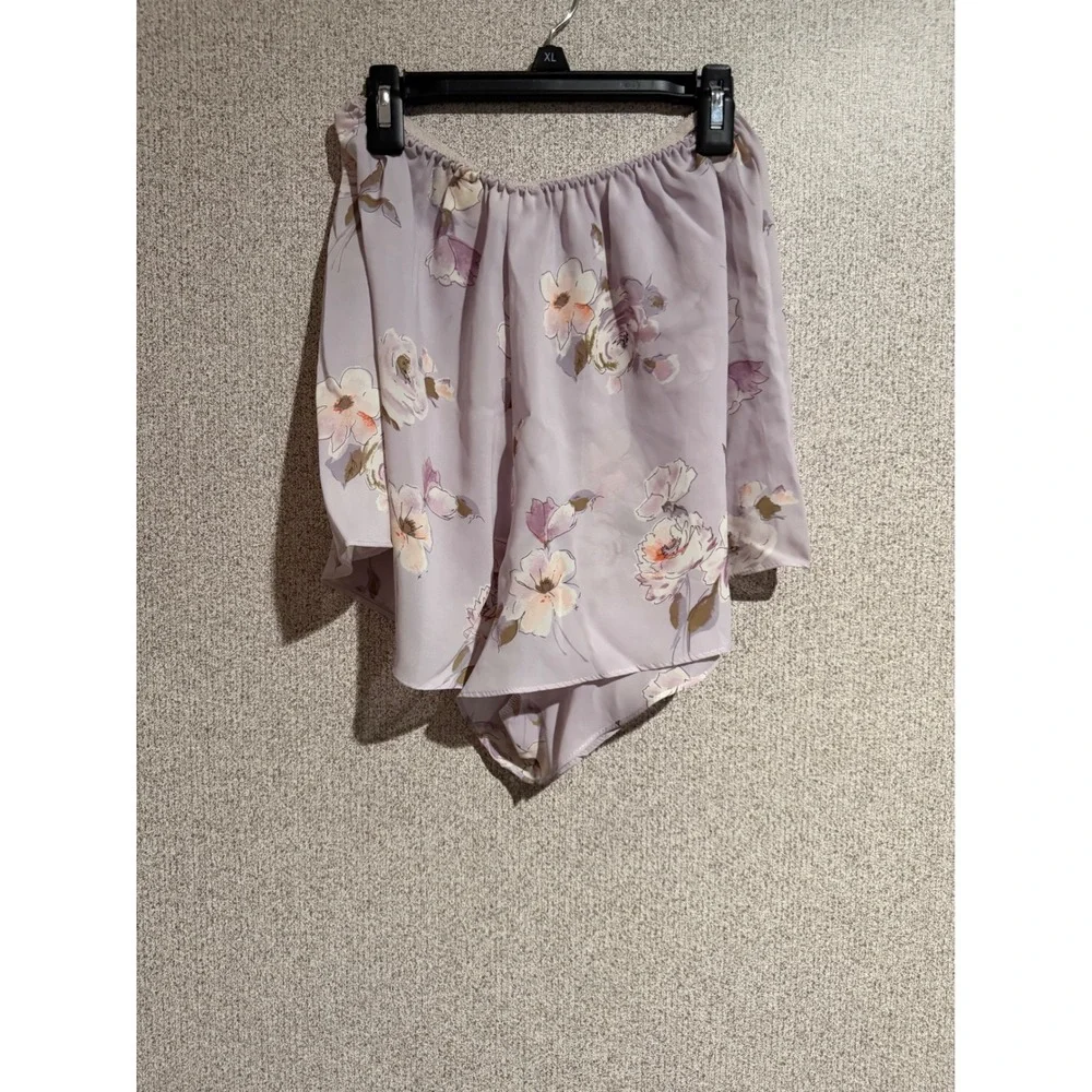 Delicates Floral Lingerie Set Purple Lace Trim Bralette and Tap Shorts Small